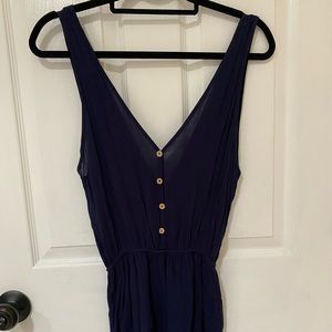 Womens V-Neck, low cut Navy Romper